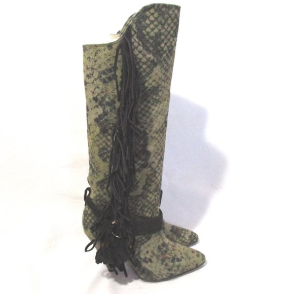 Isabel Marant Green Snakeskin Heeled Boots - Picture 9 of 10